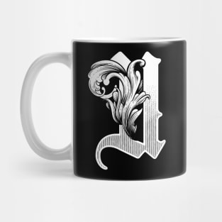 illustration of U font vintage style hand drawing design Mug